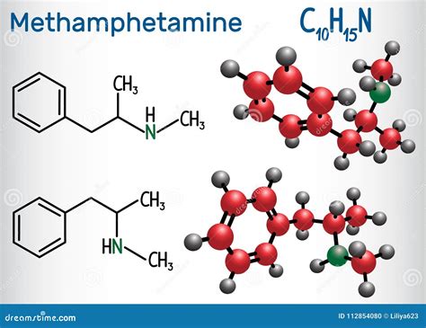 Methamphetamine, Chemical Formula, Molecular Structure. 3D Rendering ...