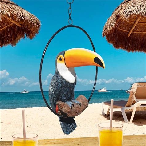 Tropical Toucan Statue on Ring Perch - Design Toscano