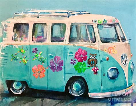 Hippie Bus Painting by Denise Morencie - Fine Art America