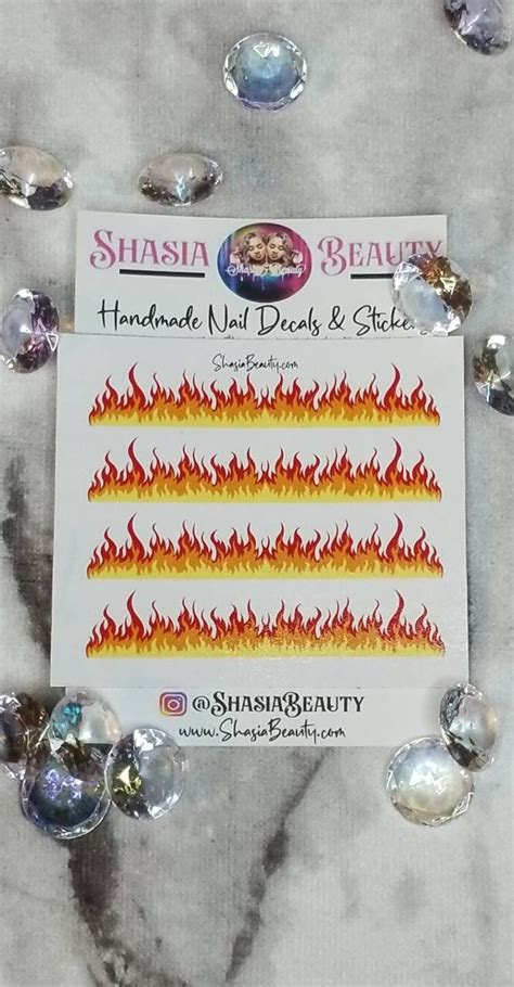 Fire Flame Nail Decals/ XXL Decals/ Short Decals/ Fire | Etsy