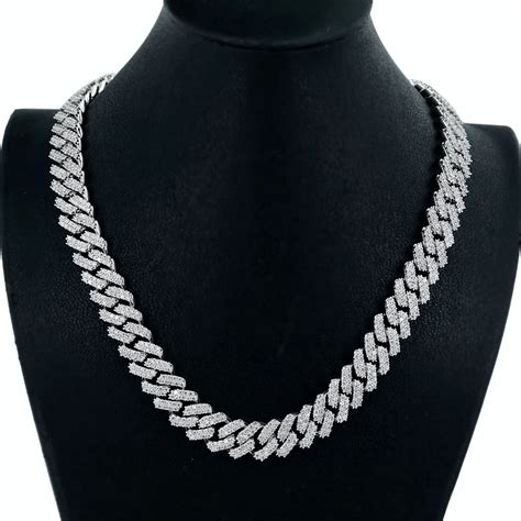 Custom Iced Out Men 925 Sterling Silver Cuban Link Chain 12mm Vvs ...