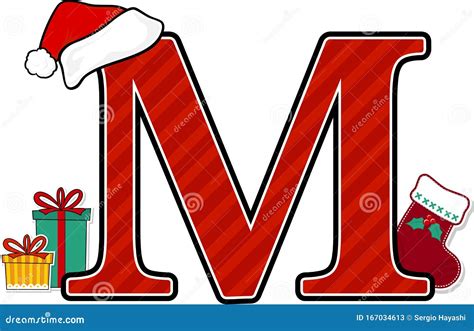 Capital Letter M with Christmas Design Elements Stock Vector ...