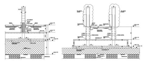 Drawings Details Of Raft Foundation Footing 2d View Dwg File Cadbull ...