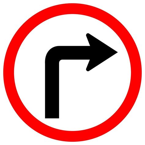 Turn Right Traffic Road Sign Isolate On White Background,Vector ...