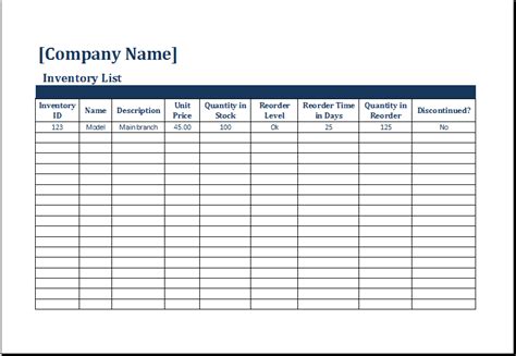 Sample Inventory Template Excel ~ Excel Templates