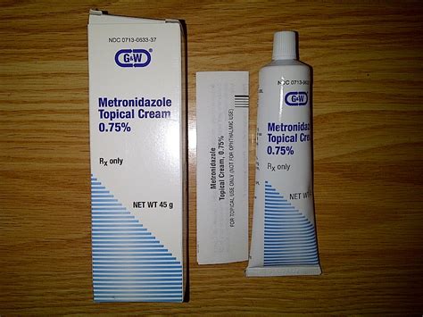 G&W RX Metronidazole Topical Cream 0.75% 45 grams 45g Skin Acne Pimples ...