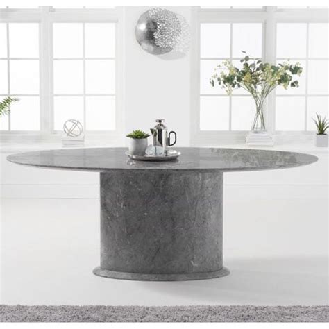 Caper Oval Marble Dining Table In Grey - DesignExtra