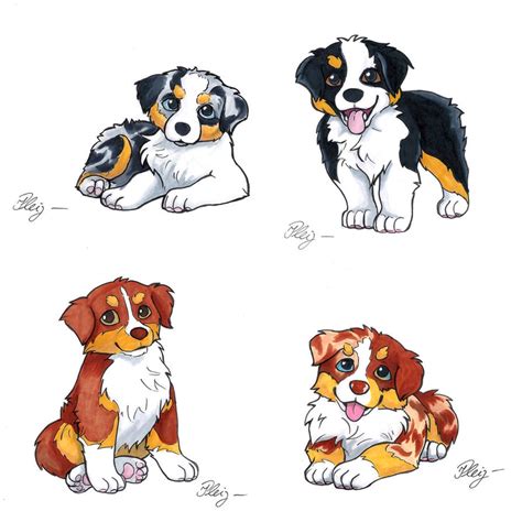 Aussie puppy drawings by SculptedPups on DeviantArt