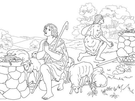 Cain and Abel Sacrifice to God coloring page - ColouringPages