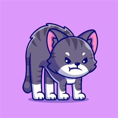 Premium Vector | Cute cat angry cartoon icon illustration.