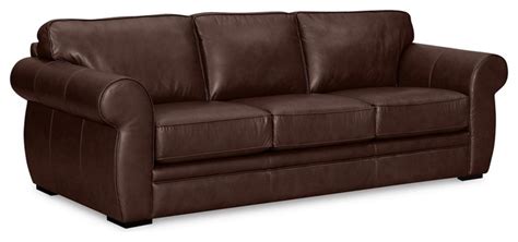 Carmine Leather Sofa Bed, Queen Sleeper, Brown - Traditional - Sofas ...