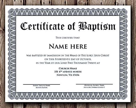 Certificate Of Baptism Template For Your Needs