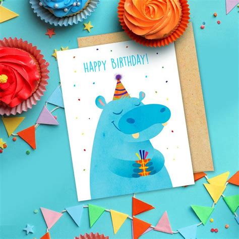 Hippo Birthday Card | Etsy #hippopotam #hippopotamus #hippobirthday # ...