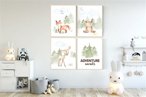 WOODLAND animals nursery decor, animal prints, jungle animals, gender ...