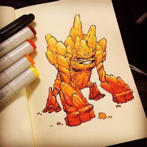 I drew a lava monster. - copic post | Monster, Lava