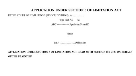 Format for Section 5 Limitation Act Petition | Phenix Bay Legal