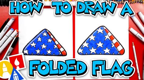 How To Draw A Folded Flag - Memorial Day - Art For Kids Hub