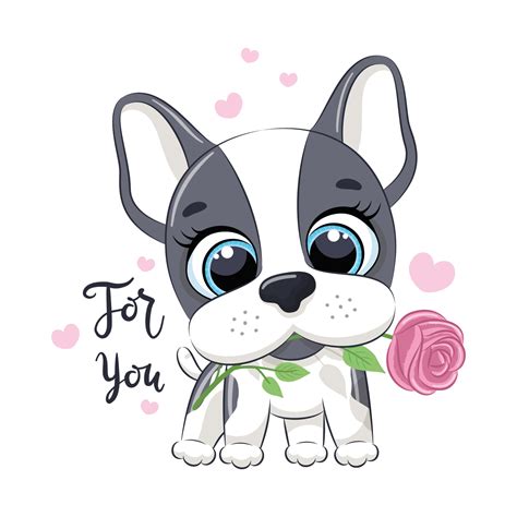 Cute little dog with flower. Happy Valentine's day clipart. 3596707 ...