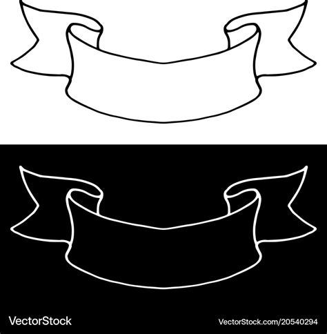 Ribbon banner simple outline icons black Vector Image