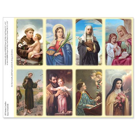 2-1/2" x 4-1/4" All Saints Combo Micro-Perf Prayer Cards (8-up on 8-1/2 ...