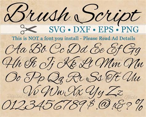 BRUSH SCRIPT Calligraphy Font Monogram Svg Dxf Eps Png | Etsy