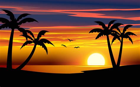 Bright Sunset Beach 5648772 Vector Art at Vecteezy