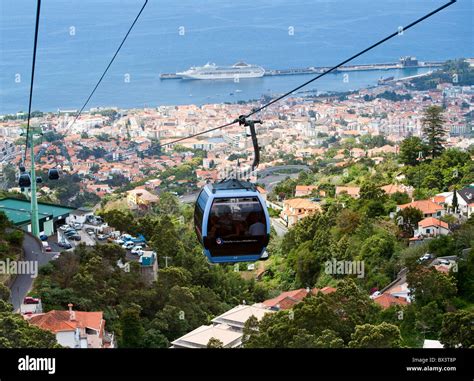 cable car ride overlooking the town of Funchal Madeira. Funchal ...