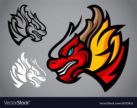 Dragon red head emblem logo vector image on in 2020 | Vector logo ...