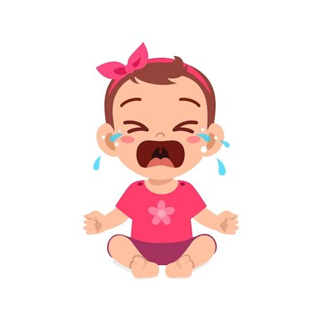 Premium Vector | Cute little baby girl show sad expression and cry