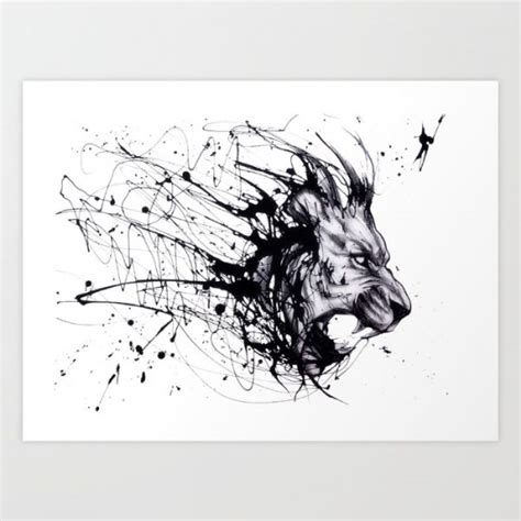 black and white roaring lion print | Interior Design Ideas