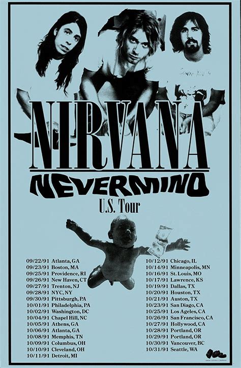 Innerwallz Nirvana Nevermind Tour 1991 Retro Art Print — Poster Size ...