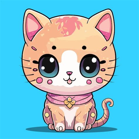 Premium Vector | Cute cartoon baby cat is sitting looking at you