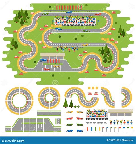 Race Track Curve Road Cartoon Vector | CartoonDealer.com #83082479