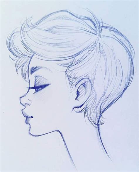 Drawing Side Profile Girl Les Arts Dessin De Mode Art Du Croquis ...