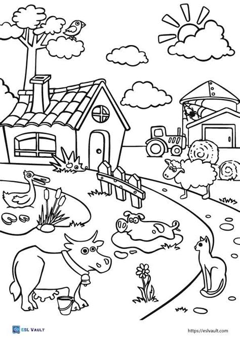 Kindergarten Farm Animal Coloring Pages