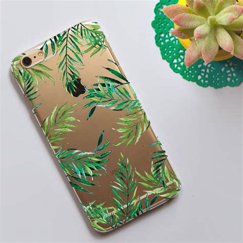 clear phone case with tropical leaves print by dessi designs ...