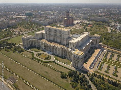 Bucharest, Romania: Aerial view of Palace of the Parliament in ...