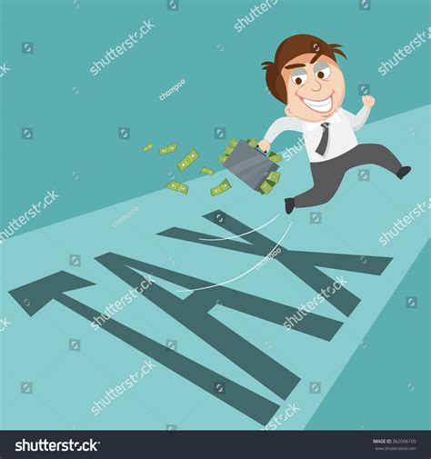 Cartoon Tricky Businessman Tax Evasion Vector Stock Vector (Royalty ...