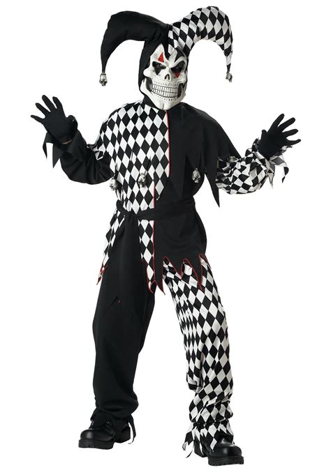 Kids Skeleton Jester Costume - Boys Scary Clown Halloween Costumes