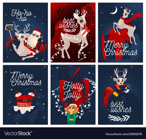 Merry christmas greeting cards cute design Vector Image