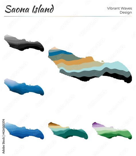 Set of vector maps of Saona Island. Vibrant waves design. Bright map of ...