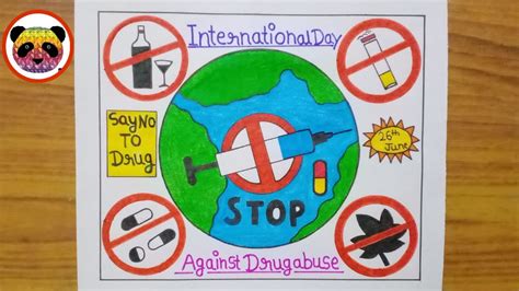 International Day Against Drug Abuse Drawing Stop Drug Day Awareness ...