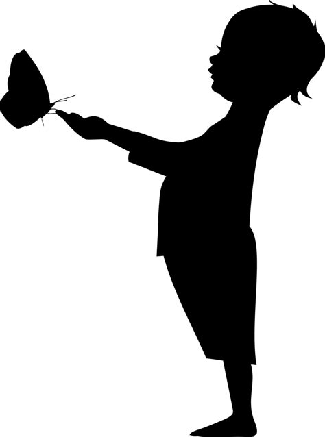 Child Holding Butterfly Silhouette