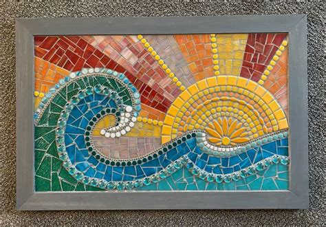 Mosaic sun and wave | Mosaic art, Mosaic tile art, Mosaic wall art