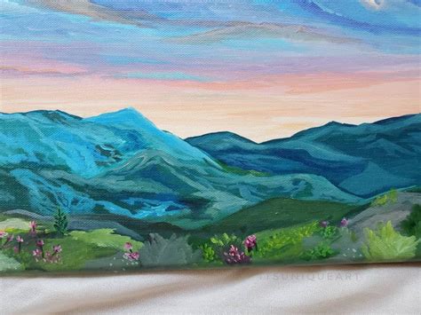 Colorful Mountain Sunset Acrylic Painting on Canvas Original - Etsy