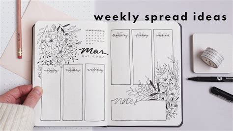 Bullet Journal Weekly Spread Ideas | Four Cute Layouts - YouTube