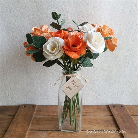 Paper Flowers Set Orange Flowers Bouquet Vintage Orange - Etsy