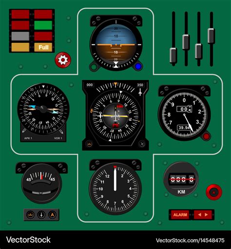 Airplane instrument panel aircraft dashboard Vector Image