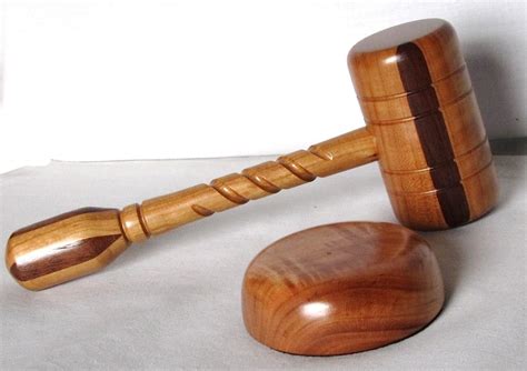 Wooden Gavel Set Handmade of American Cherry with Walnut Inlay