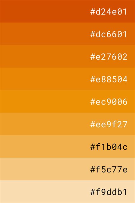 Orange color palette | Hex color palette, Color palette design, Digital ...